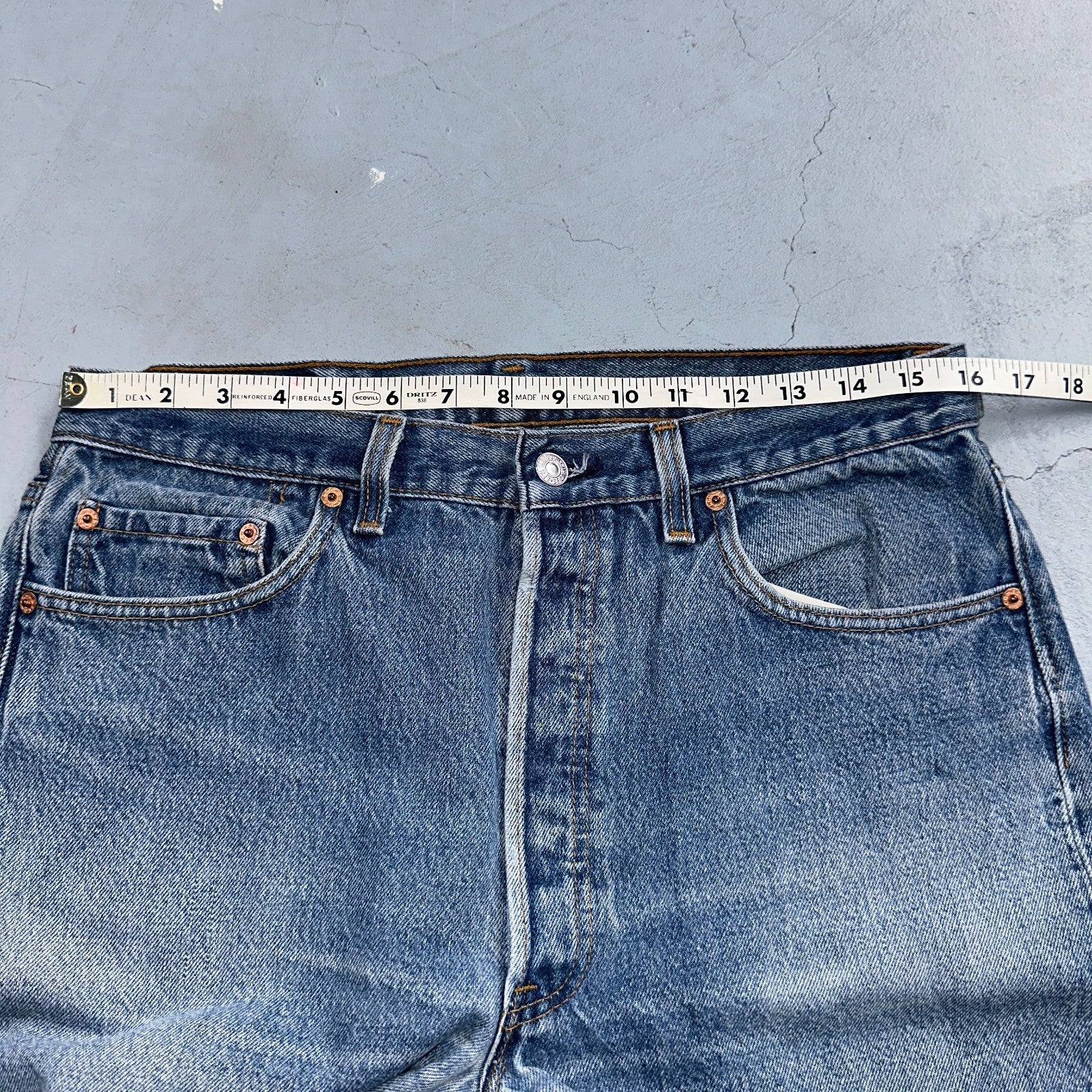 Levis 501 Vintage 90s USA XX Straight Leg Jeans Blue Light Wash 35x33 Act 32x30