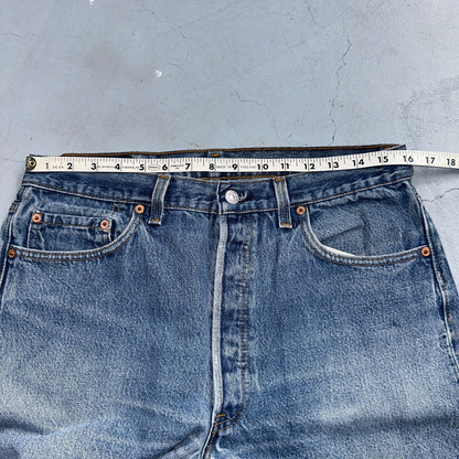 Levis 501 Vintage 90s USA XX Straight Leg Jeans Blue Light Wash 35x33 Act 32x30