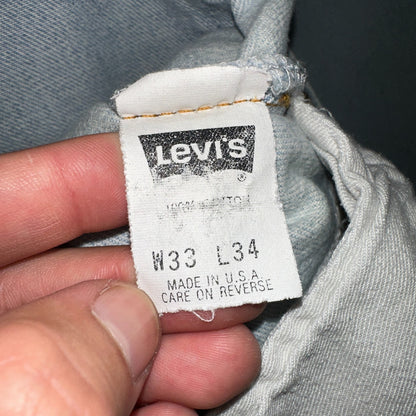 Levis 501 Vintage 90s USA XX Straight Leg Jeans Blue Light Wash 33x34 Act 30x32