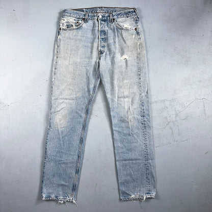 Levis 501 Vintage 90s USA XX Straight Leg Jeans Blue Light Wash 34x34 Act 32x32