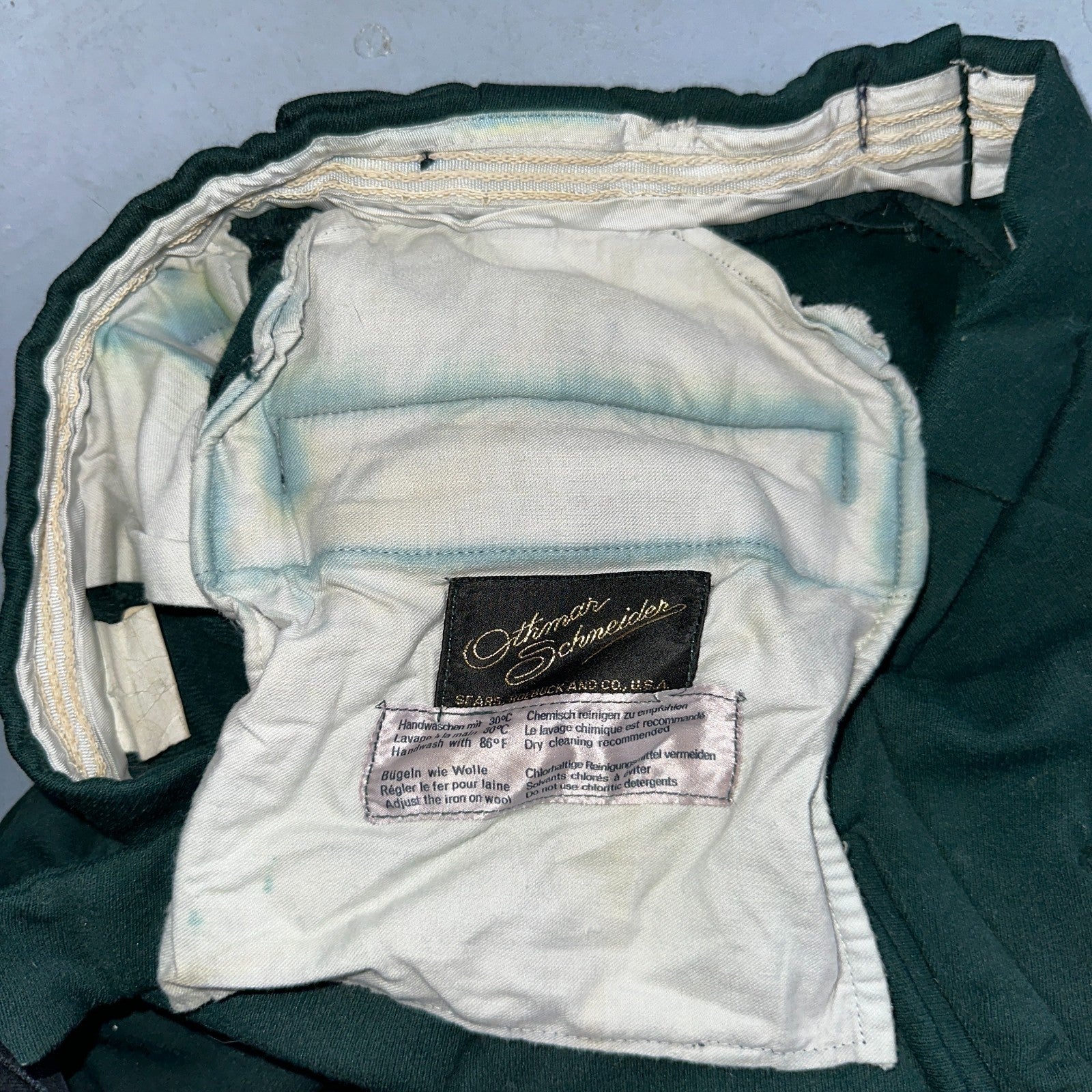 Vintage 1960s Othmar Schneider Sears Roebuck Green Ski Pants Sz S Snow 60s