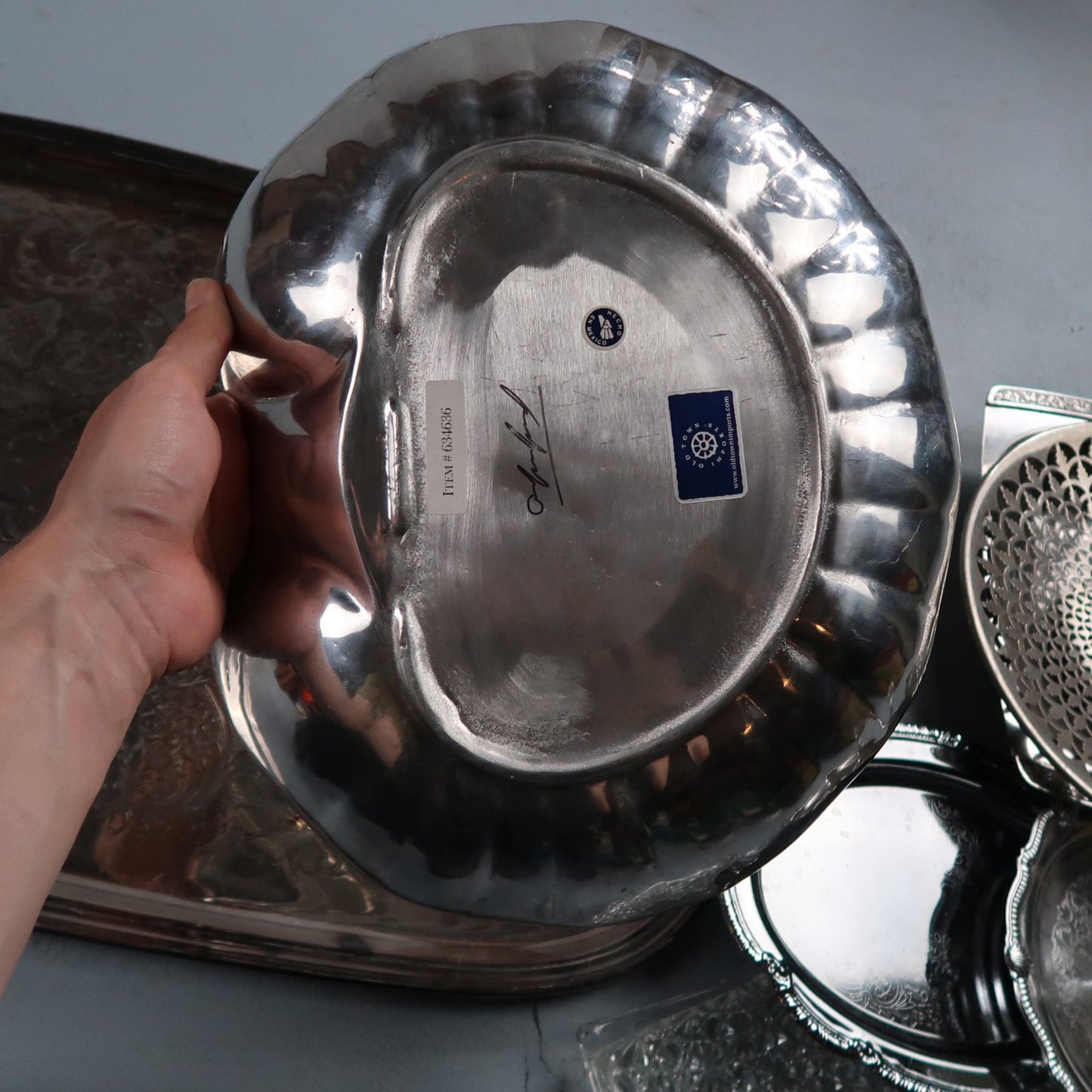 Vintage Baroque Victorian Not Silver Plated Platter Collection Lot Fancy Trays