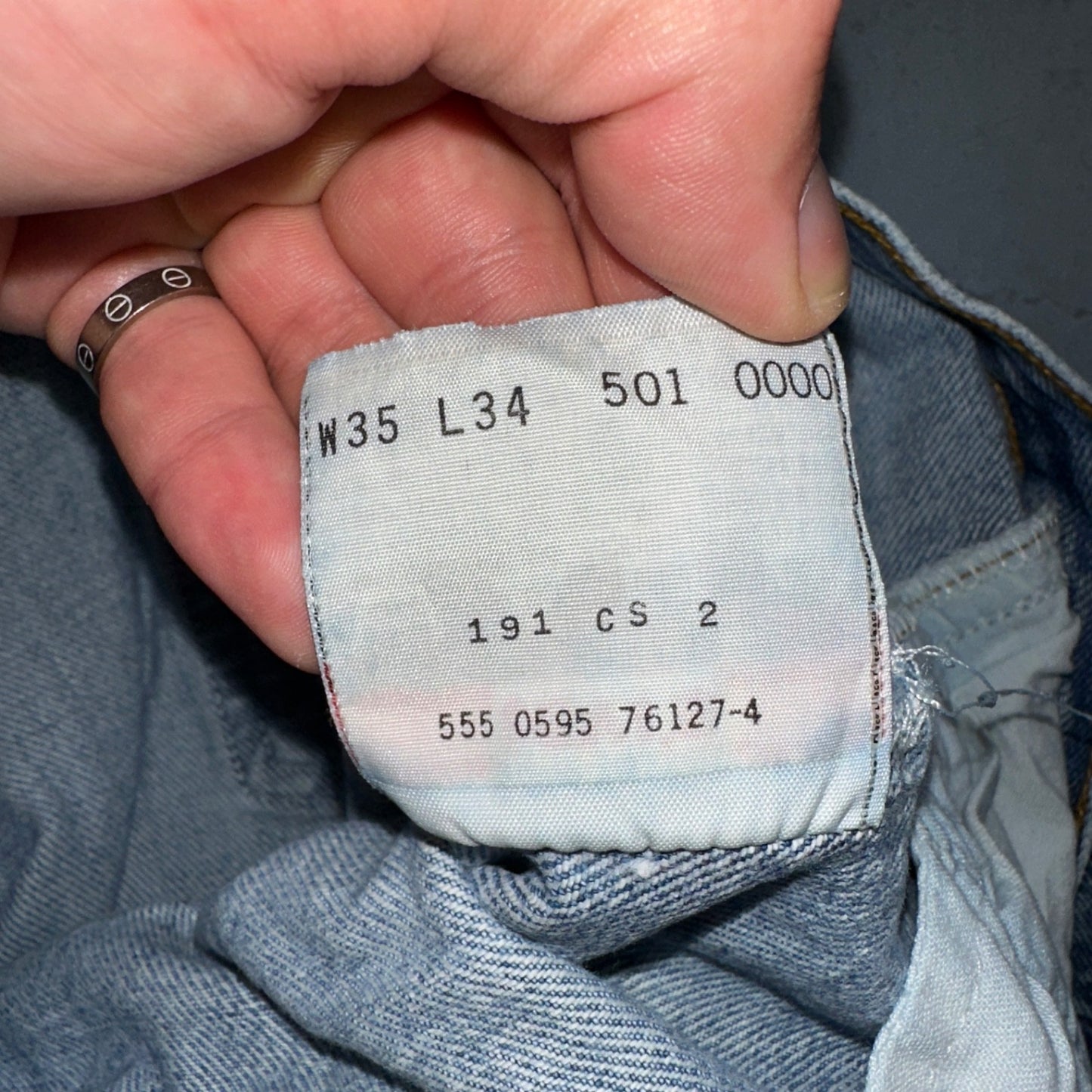 Levis 501 Vintage 90s USA XX Straight Leg Jeans Blue Light Wash 35x34 Act 33x30