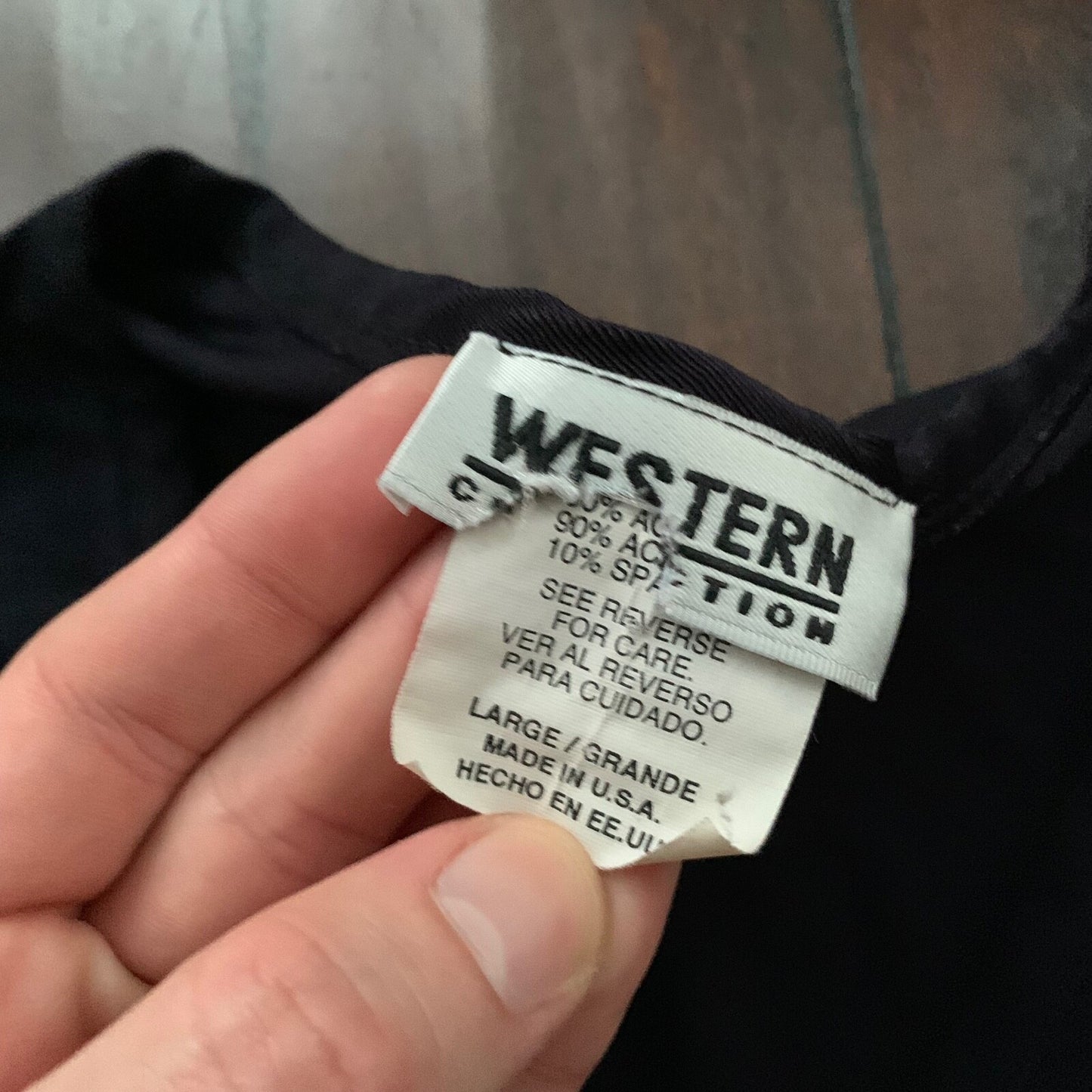 Vintage Western Collection Women's L Black Shirt Top Tunic V-Neck 80s 90s