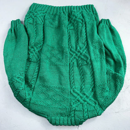 Vtg 80s Chunky Cable Knit Sweater Emerald Green Size Large Fisherman Core Yacht