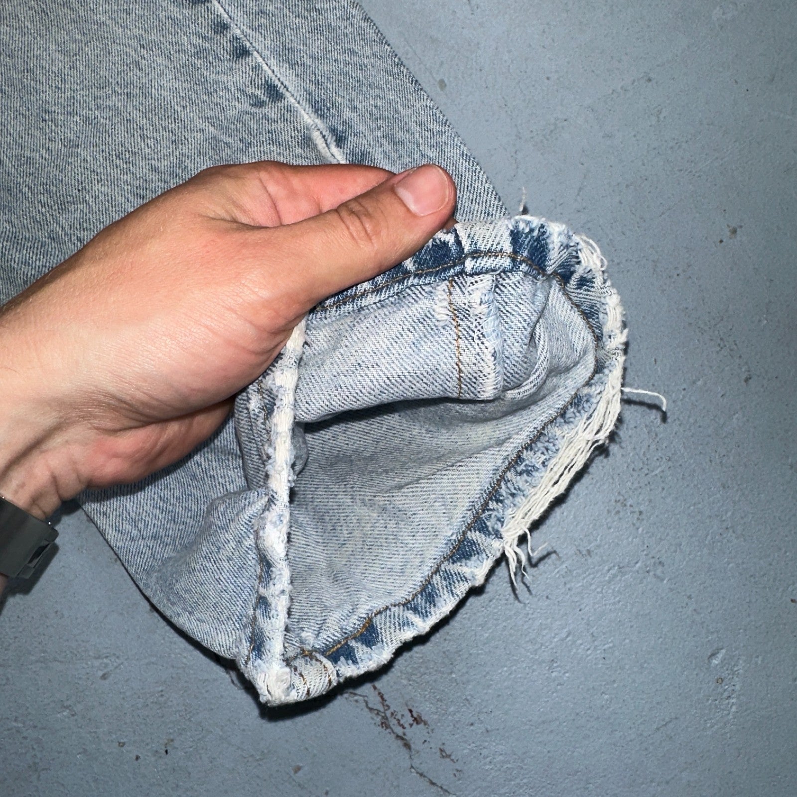 Levis 505 Vintage 90s Orange Tab Jeans 36x32 Thrashed Light Wash 501 Act 33x31