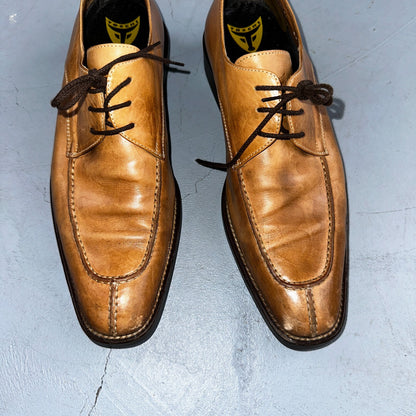 Michael Toschi Mario Men's Lace-up Brown Leather Shoes 8.5 Long Toe Classy