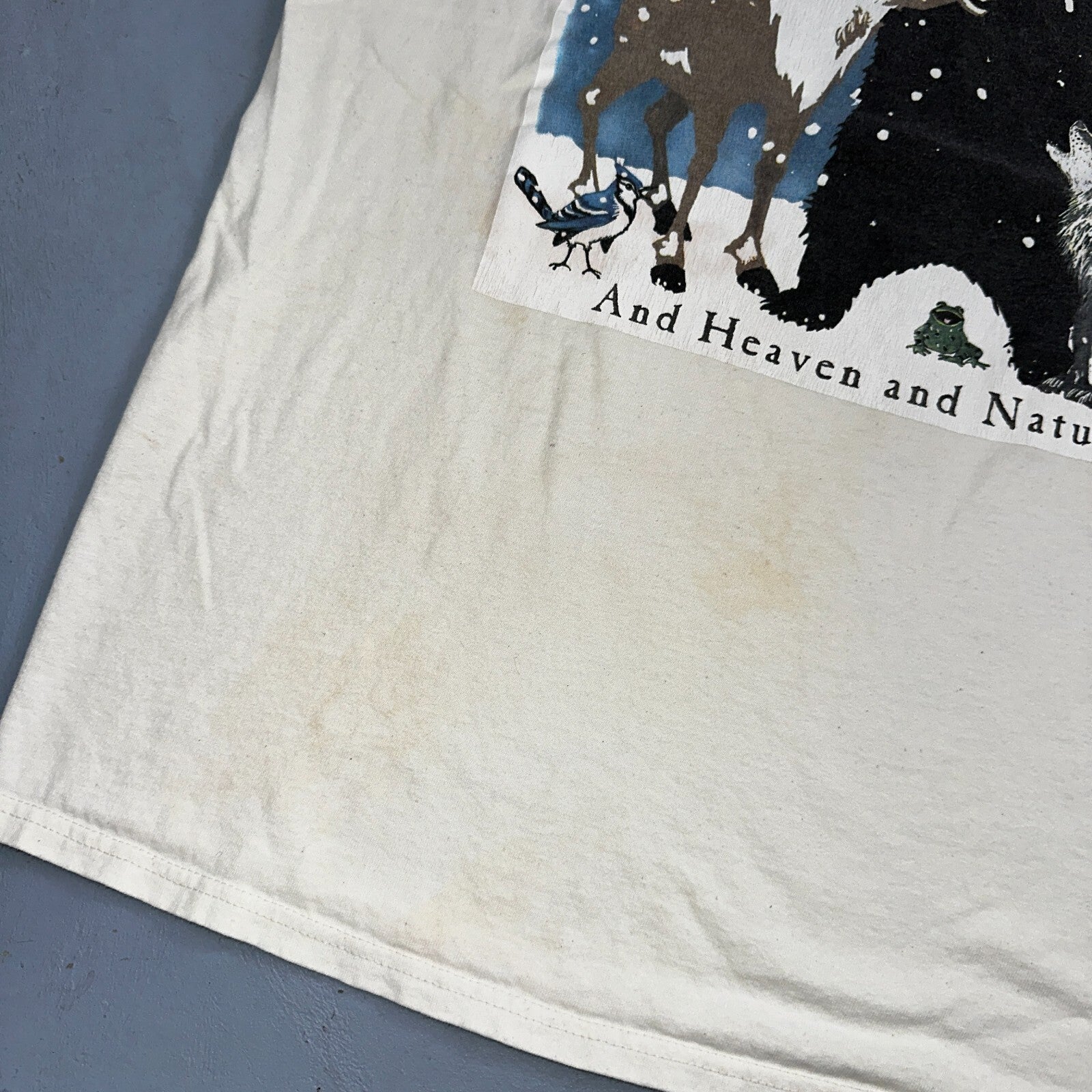 Animals Bear Moose Deer VTG T Shirt Heaven Nature Sing Family Christmas Hatley