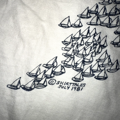 Hanes Sailing Boats Vintage T Shirt Beefy Blank Funny Humor Fisherman Sail Ship