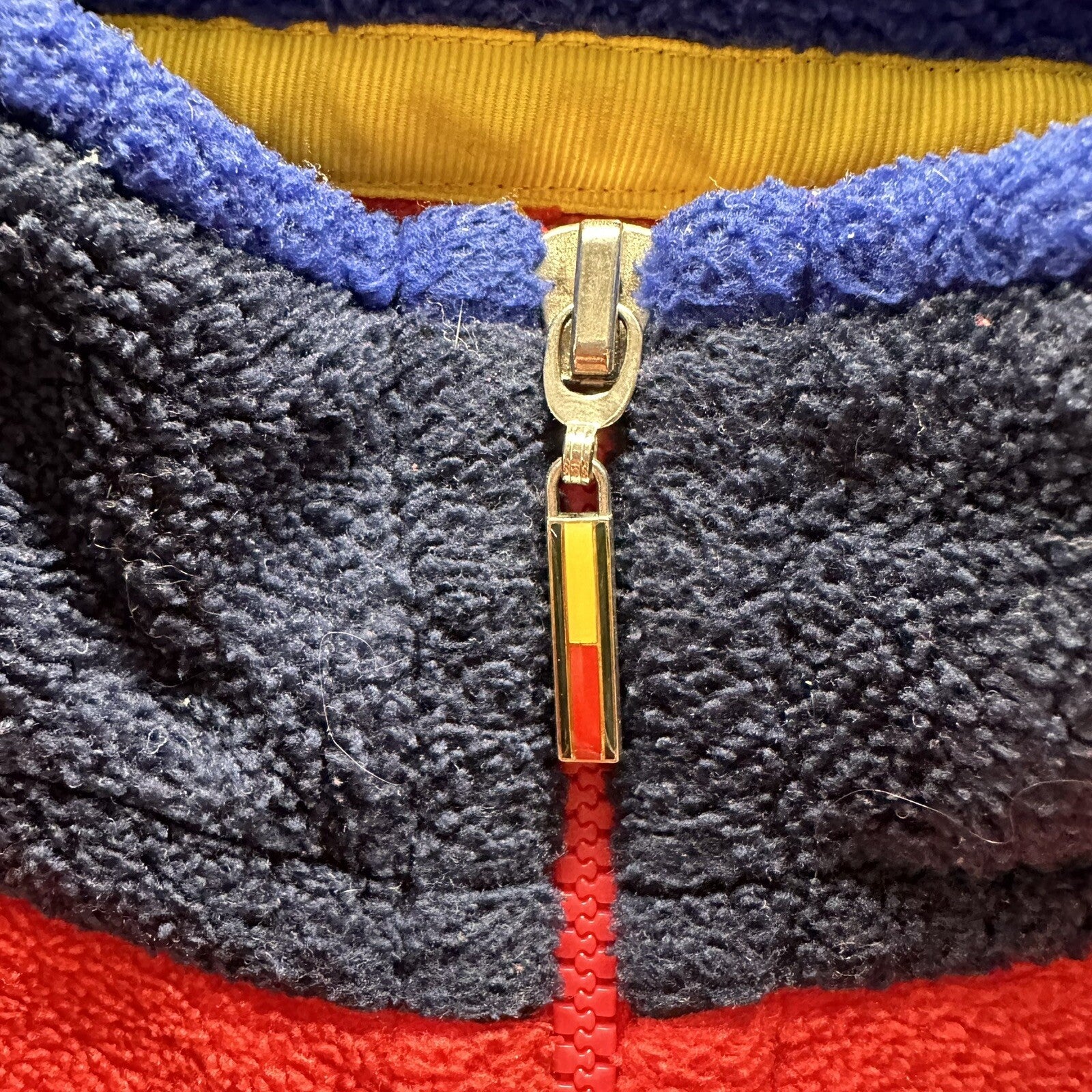 Tommy Hilfiger Logo Quarter Zip Fleece Vintage Red Pullover Jacket 80s 90s Rare