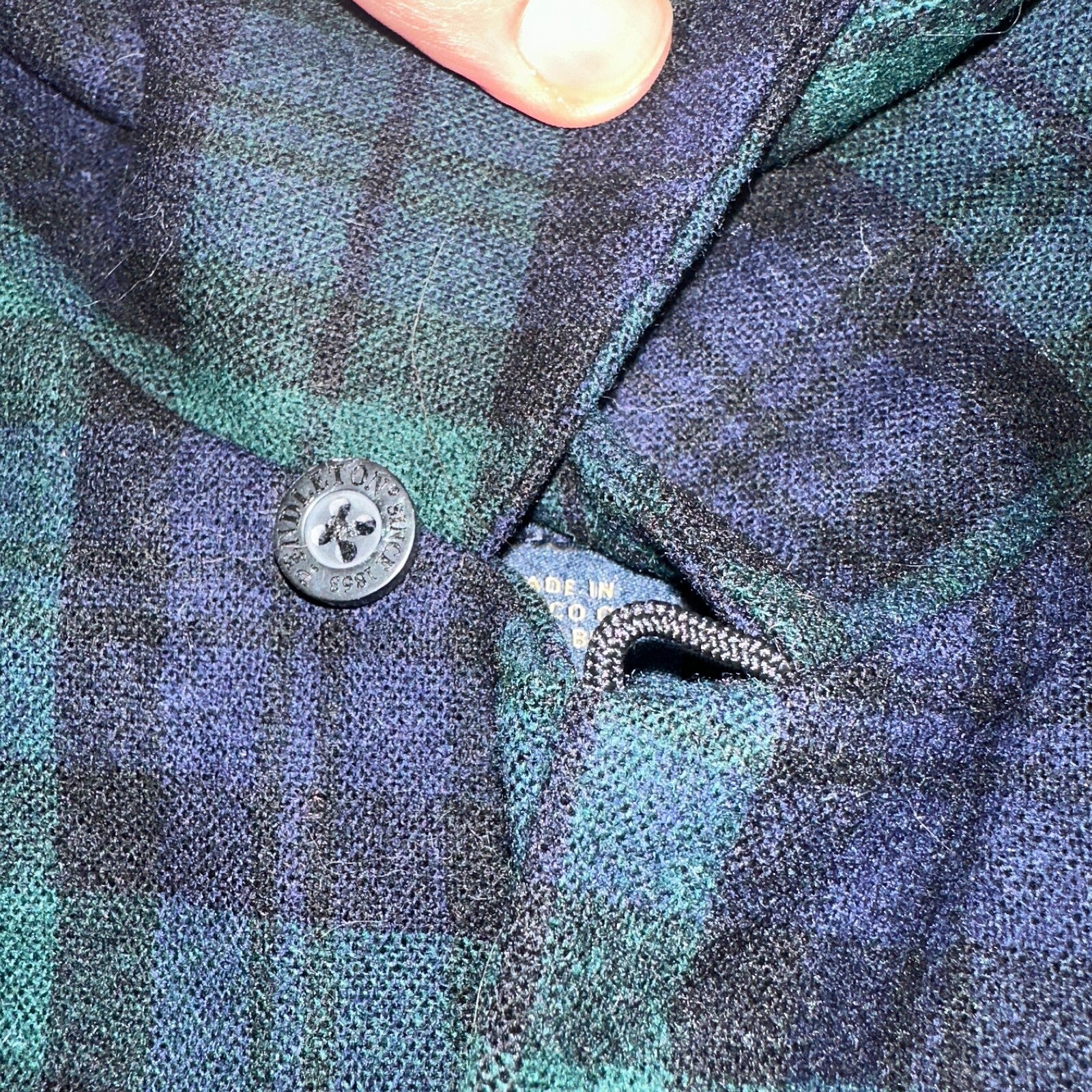 Pendleton Original Board Shirt Mens L Plaid Loop Collar 100% Wool Long Sleeve