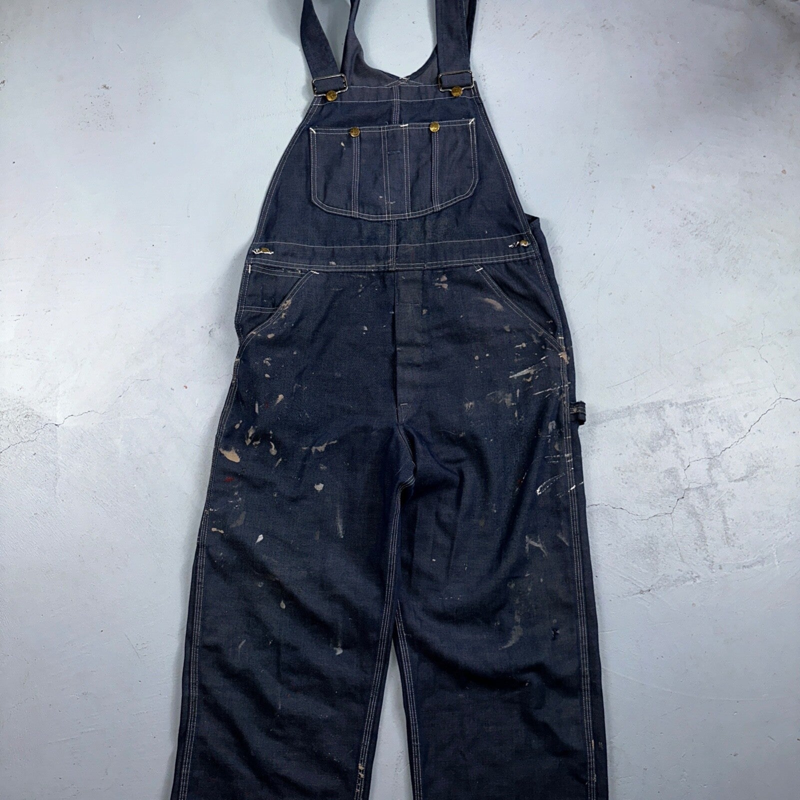 Vintage Sears Sanforized Denim Union Made Blue Jean Bib Overalls 36x28 60s