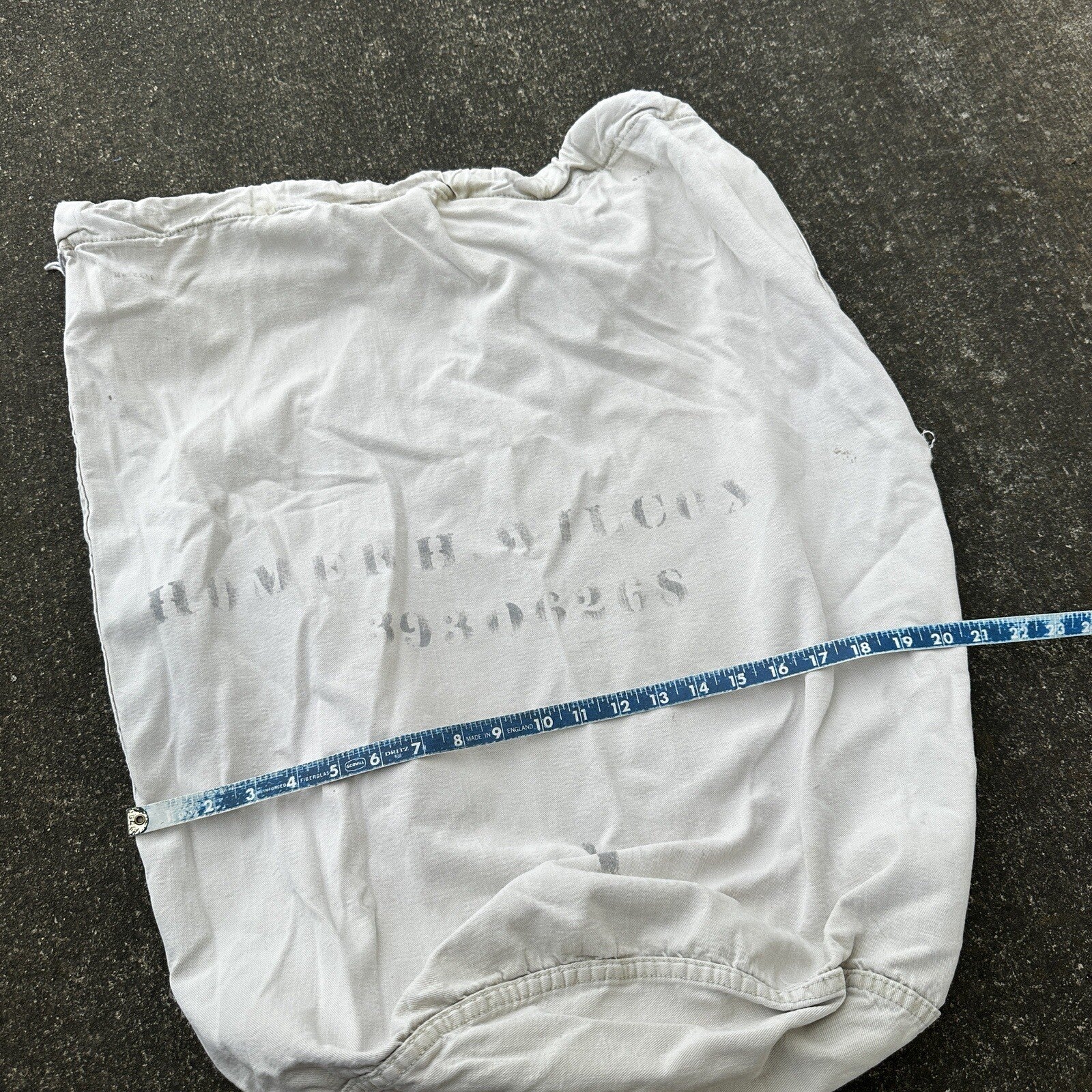 VTG WWII Canvas Garment Laundry Bag Rare Military Denim 1940s 40s 50s Stencil