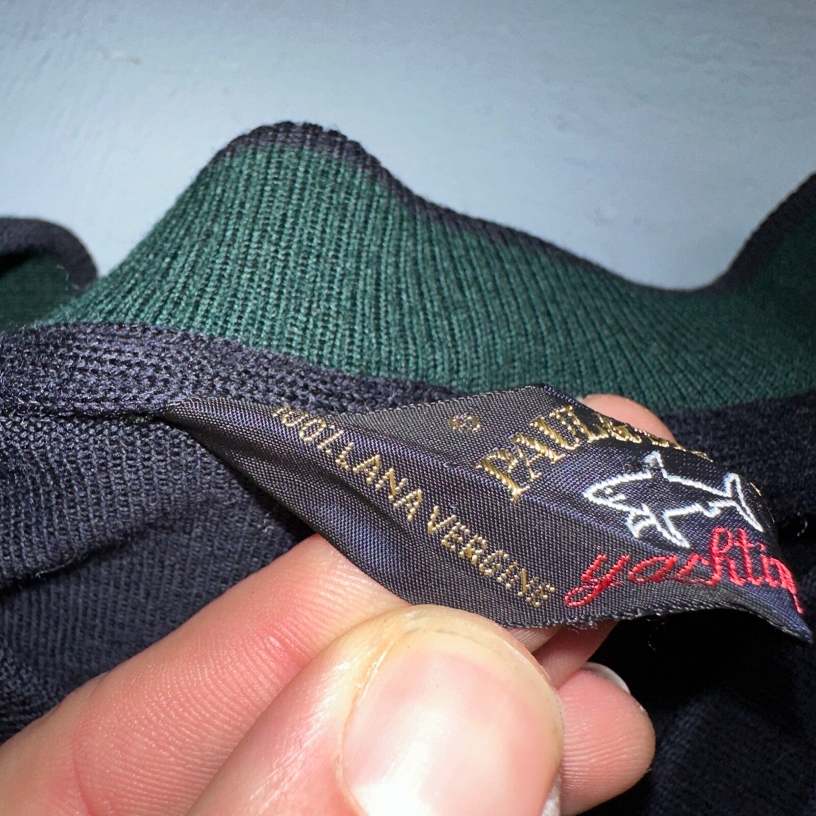 Paul & Shark Yachting Men’s Sweater Navy Patch Pullover Size L Wool V Neck