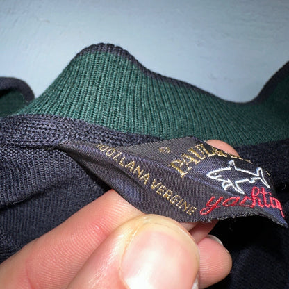 Paul & Shark Yachting Men’s Sweater Navy Patch Pullover Size L Wool V Neck