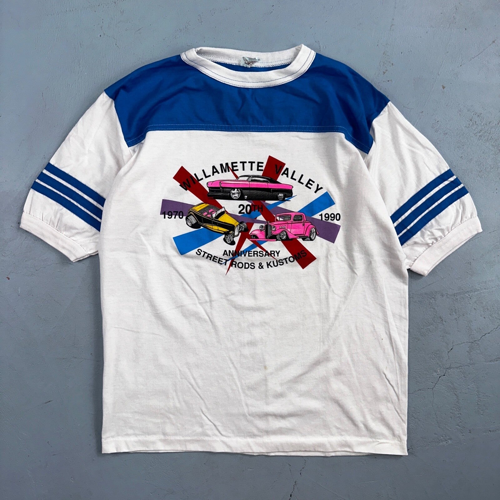 Street Rods Oregon 1990 VTG T Shirt Football Style Rare Graphic Cars Print Hawai