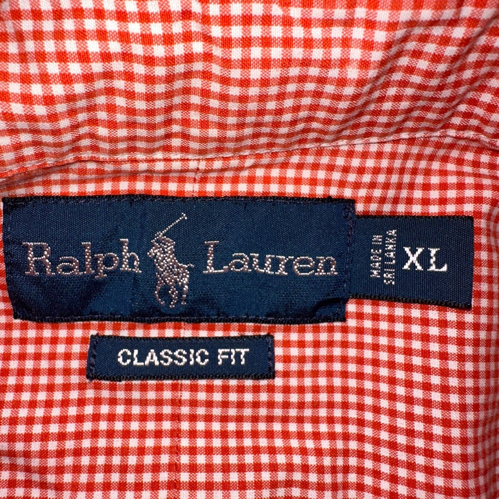 Ralph Lauren XL Red Gingham Button Down Shirt Classic Fit Long Sleeve VTG