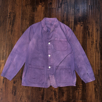 VTG 1940s 50s Overcoat Overdye Purple Jacket Rockabilly Pos WWII Chore Work Coat