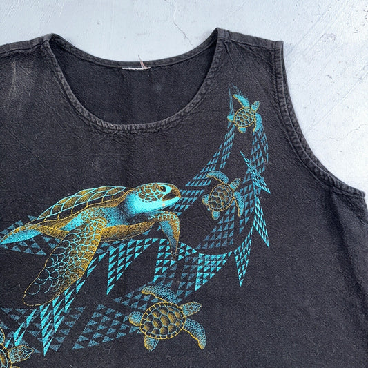 Turtles Sea Ocean VTG T Shirt Tank Top Cotton Abstract Art Love Animals Earth