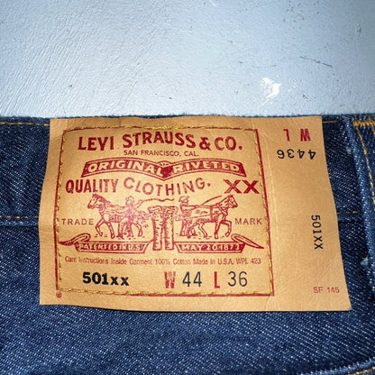 Levis 501 Vintage 90s USA XX Straight Leg Jeans Blue Dark Wash 44x36 Act 42x32