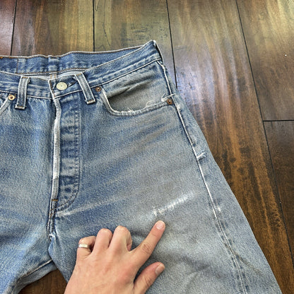 Levis Vintage 80s Redline Selvedge USA 501 XX Jeans Light Wash 31x33 Act 28x29