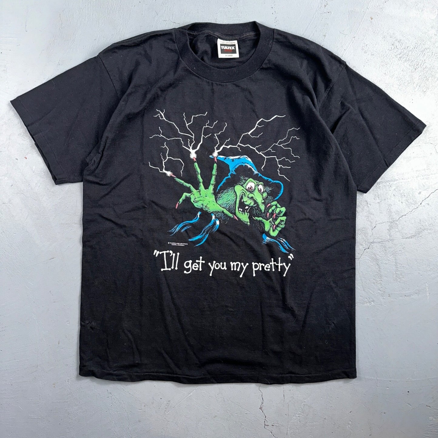 Vintage 90s Wicked Witch I'll Get You My Pretty Wizard of Oz Parody Shirt Scary