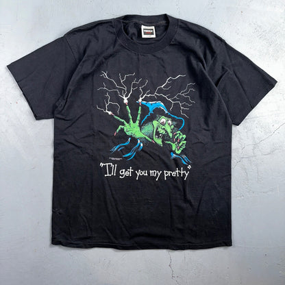 Vintage 90s Wicked Witch I'll Get You My Pretty Wizard of Oz Parody Shirt Scary