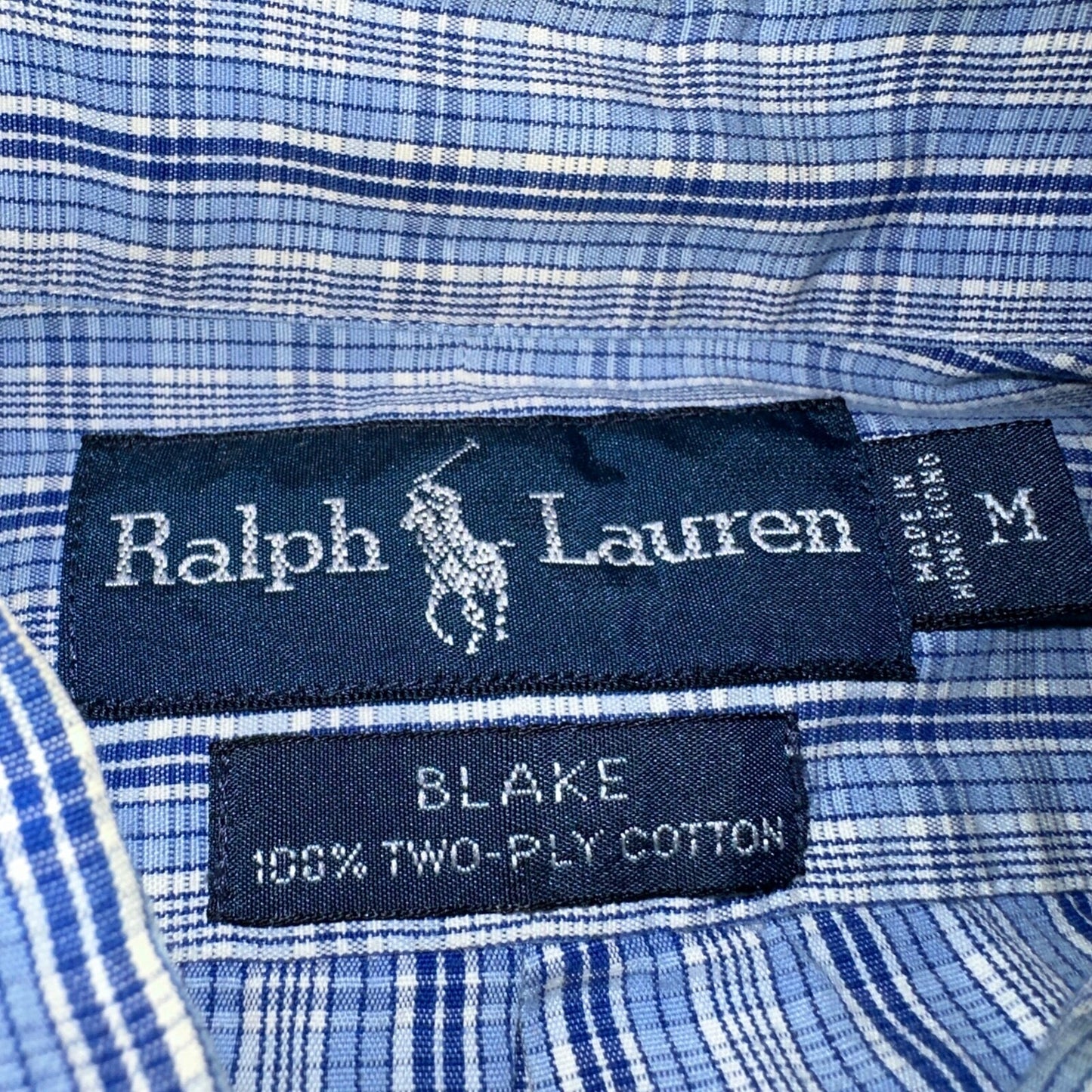 Ralph Lauren Polo VTG Button Down Shirt Men's M Blue Plaid Blake Two-Ply