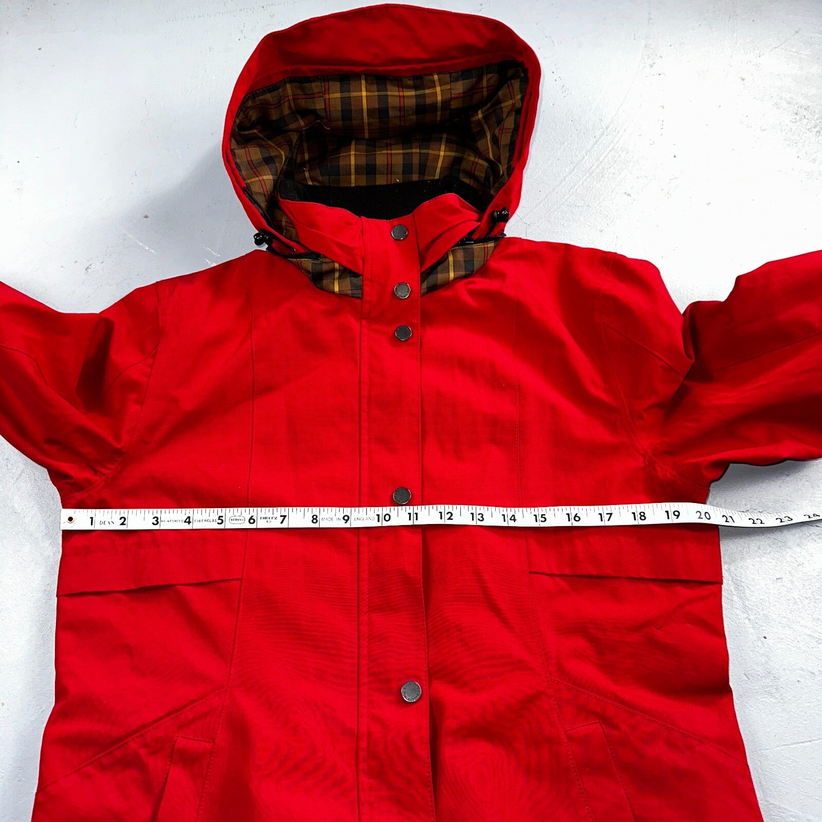 Pendleton Womens Medium Full Zip Hooded Plaid Lined Outdoor Jacket VTG Style Red