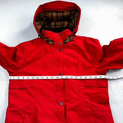 Pendleton Womens Medium Full Zip Hooded Plaid Lined Outdoor Jacket VTG Style Red