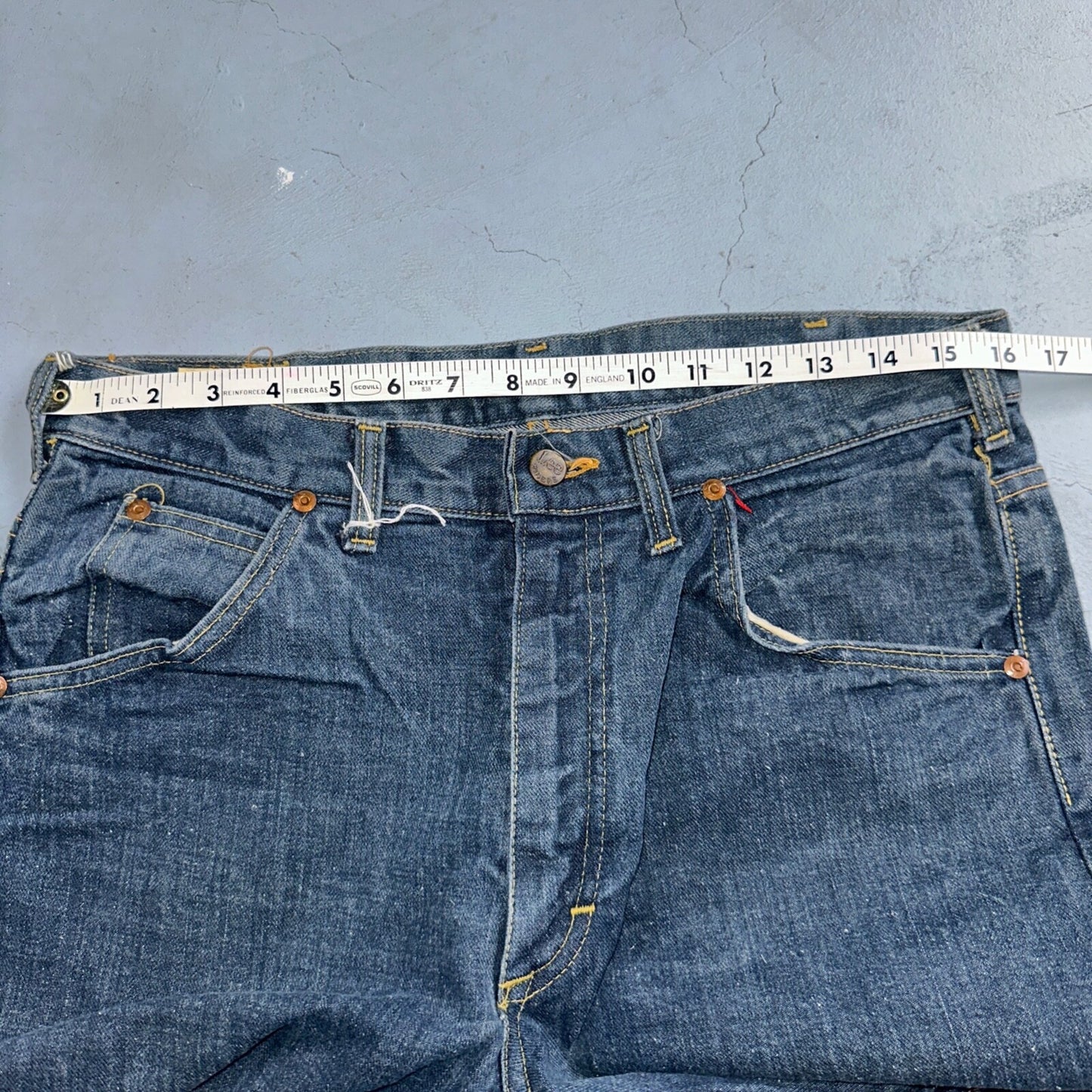 Lee VTG 70s Riders Denim Boot Cut Flare Jeans USA 33x35 Dark Wash Cowboy 1970s