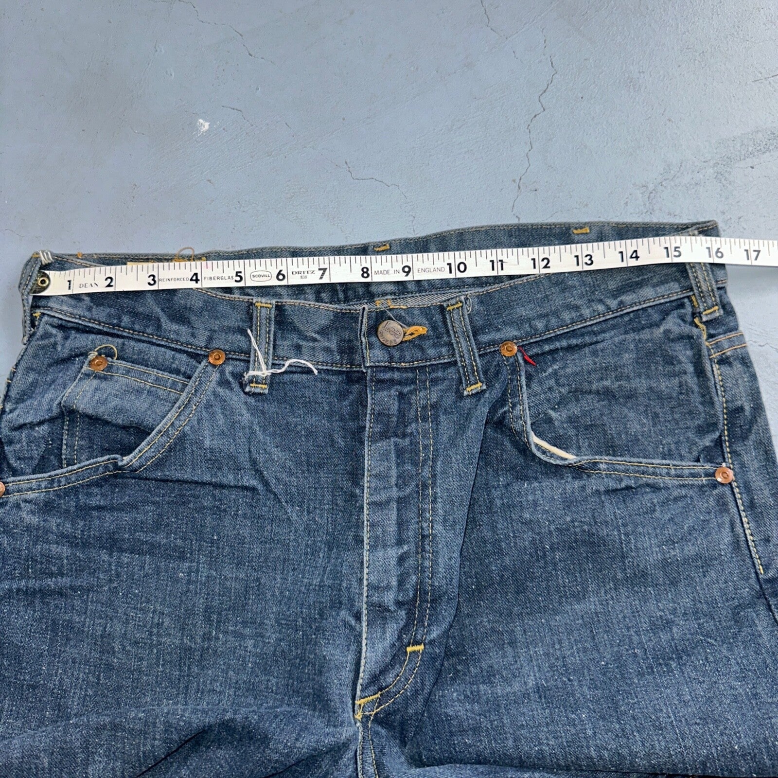 Lee VTG 70s Riders Denim Boot Cut Flare Jeans USA 33x35 Dark Wash Cowboy 1970s