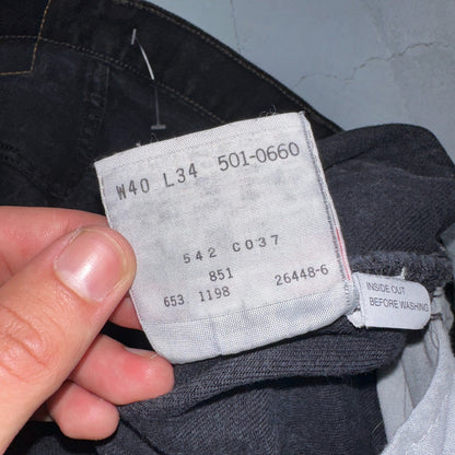 Levis 501 Vintage 90s USA XX Straight Leg Jeans Black Dark Wash 40x34 Act 36x33