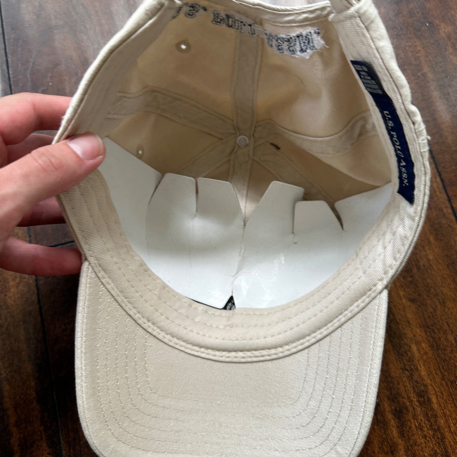 Polo Ralph Lauren Beige VTG Hat Cap Snapback Basic Logo Clean ASSN