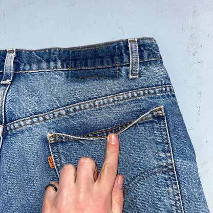 Levis 517 Vintage 80s USA Orange Tab Bootcut Flare Blue Jeans Talon Act 34x28