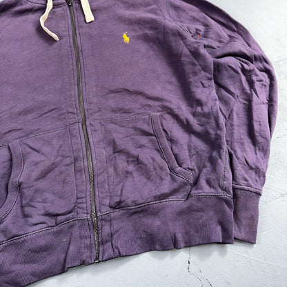 Polo Ralph Lauren VTG Full Zip Hoodie Men’s Size M Cotton Purple Jacket 90s