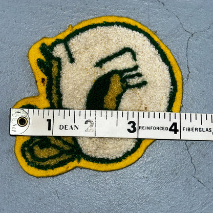 Vintage 1940s Chenille Varsity Patch Oregon Ducks Mascot Yellow Green Felt 40s