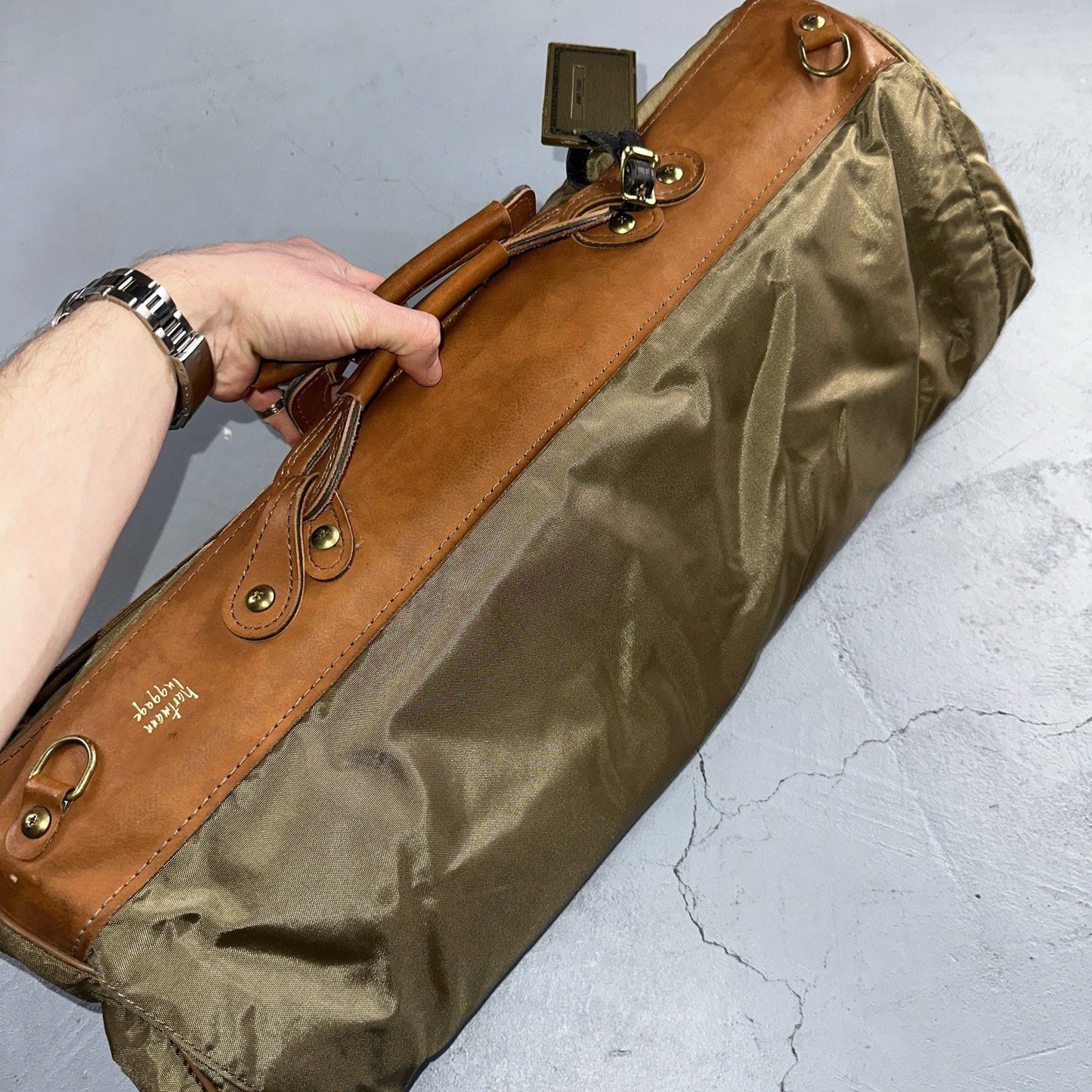 VTG Hartmann Garment Suit Bag Carry On Leather & Nylon 25x40 Luggage Hang up