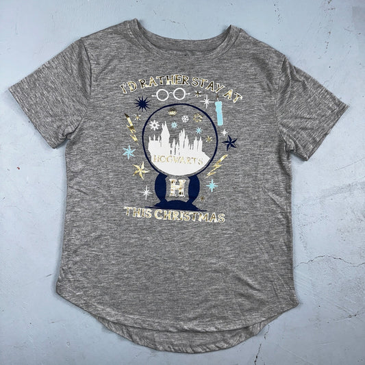 Harry Potter I'd Rather Stay at Hogwarts This Christmas T Shirt Jr Size M 7-9