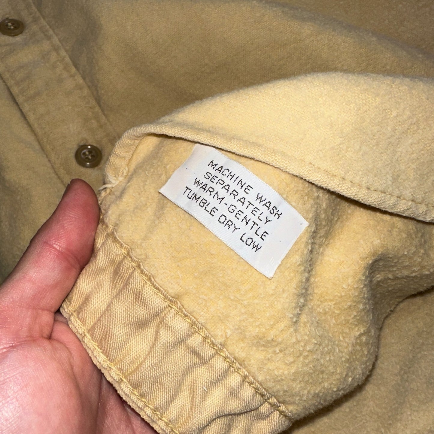 Vintage Woolrich Chamois Button Up Shirt Heavy Cotton Mens XL USA Yellow 70s