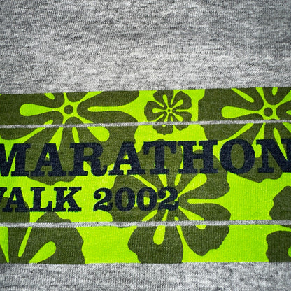 Nike Honolulu 2002 VTG T Shirt Silver Tag Marathon Running Floral Box Logo Y2K