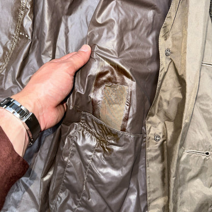 VTG 1958 US Army Mans Raincoat Nylon Taupe Shade 179 Military Uniform Mens 38L