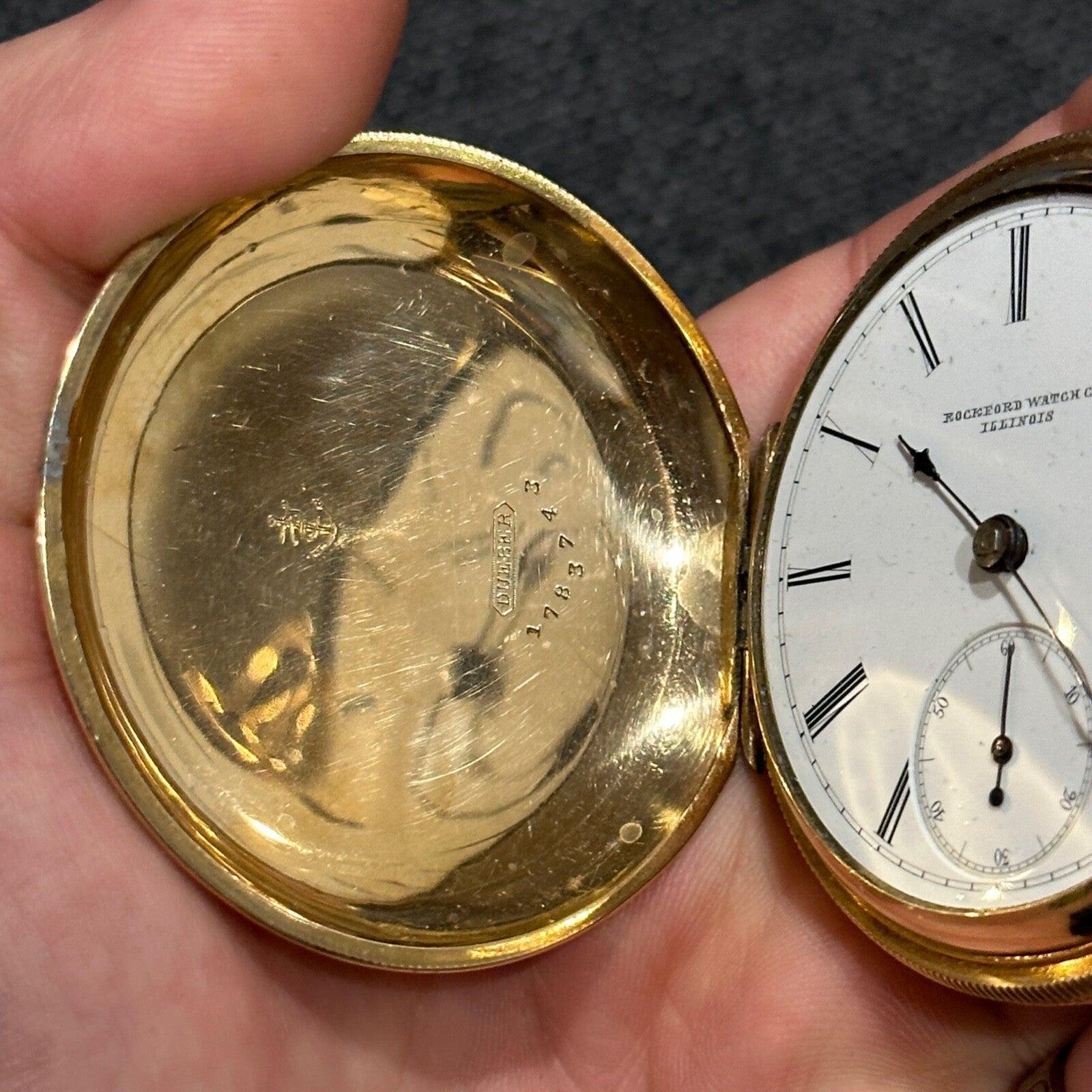 Rare 1882 Rockford Watch Co. Illinois Working Pocket Watch Hunter Case