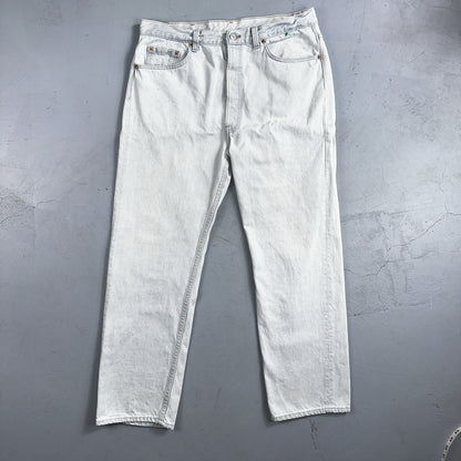 Levis 501 Vintage 90s USA XX Straight Leg Jeans White Light Wash 38x30 Act 34x29