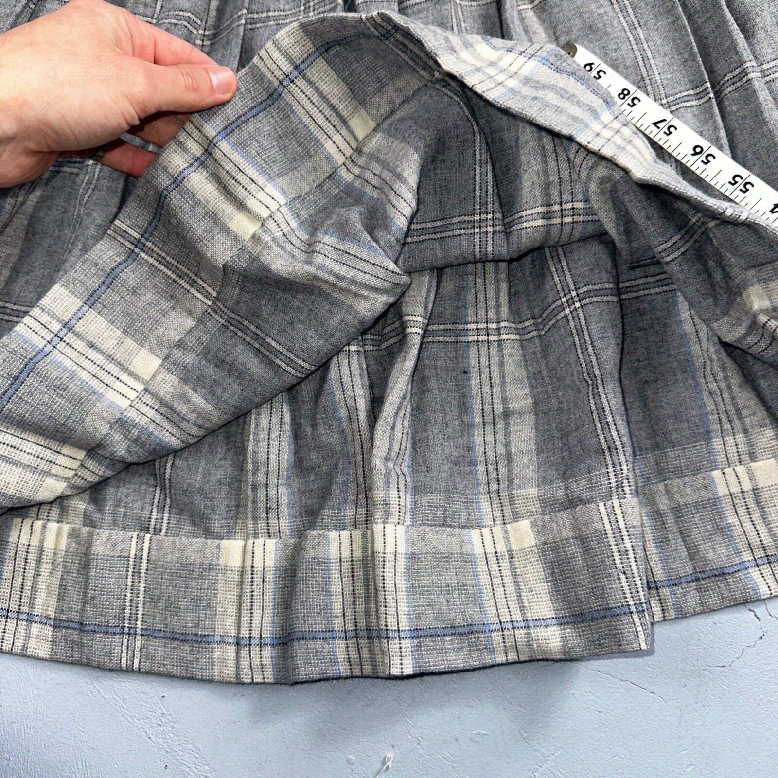 Gray Plaid Original Vintage Wool Pleated Skirt Rockabilly 1960s 50s 60s 26 Waist