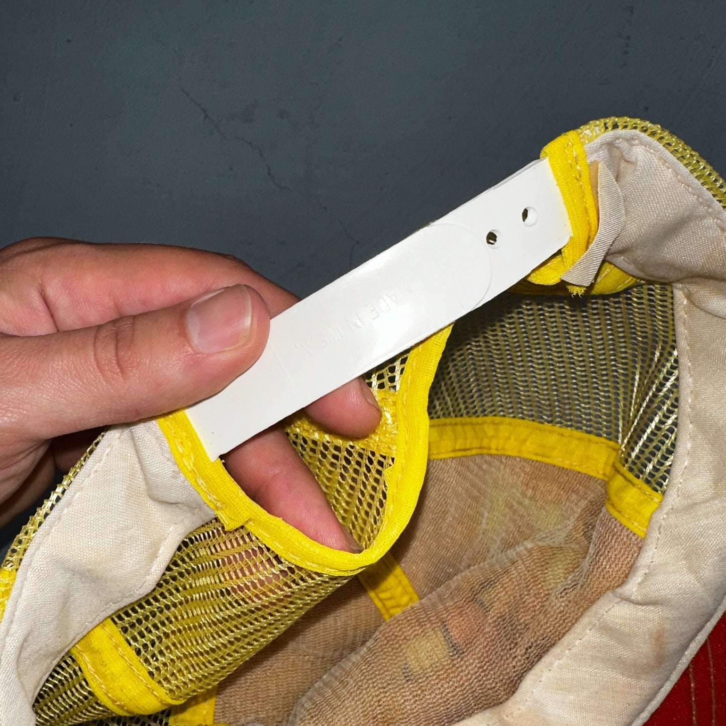 Vintage Adobe Building Centers Hat Yellow Red Mesh Snapback Trucker Cap 70s 80s