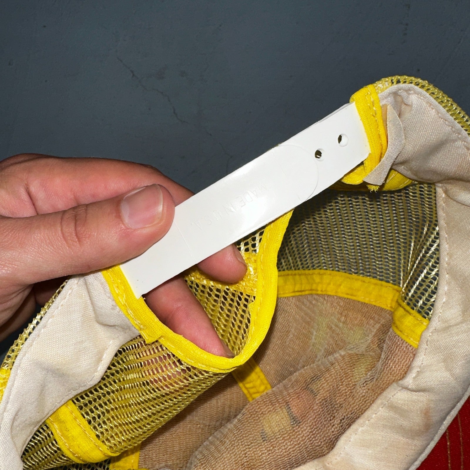 Vintage Adobe Building Centers Hat Yellow Red Mesh Snapback Trucker Cap 70s 80s