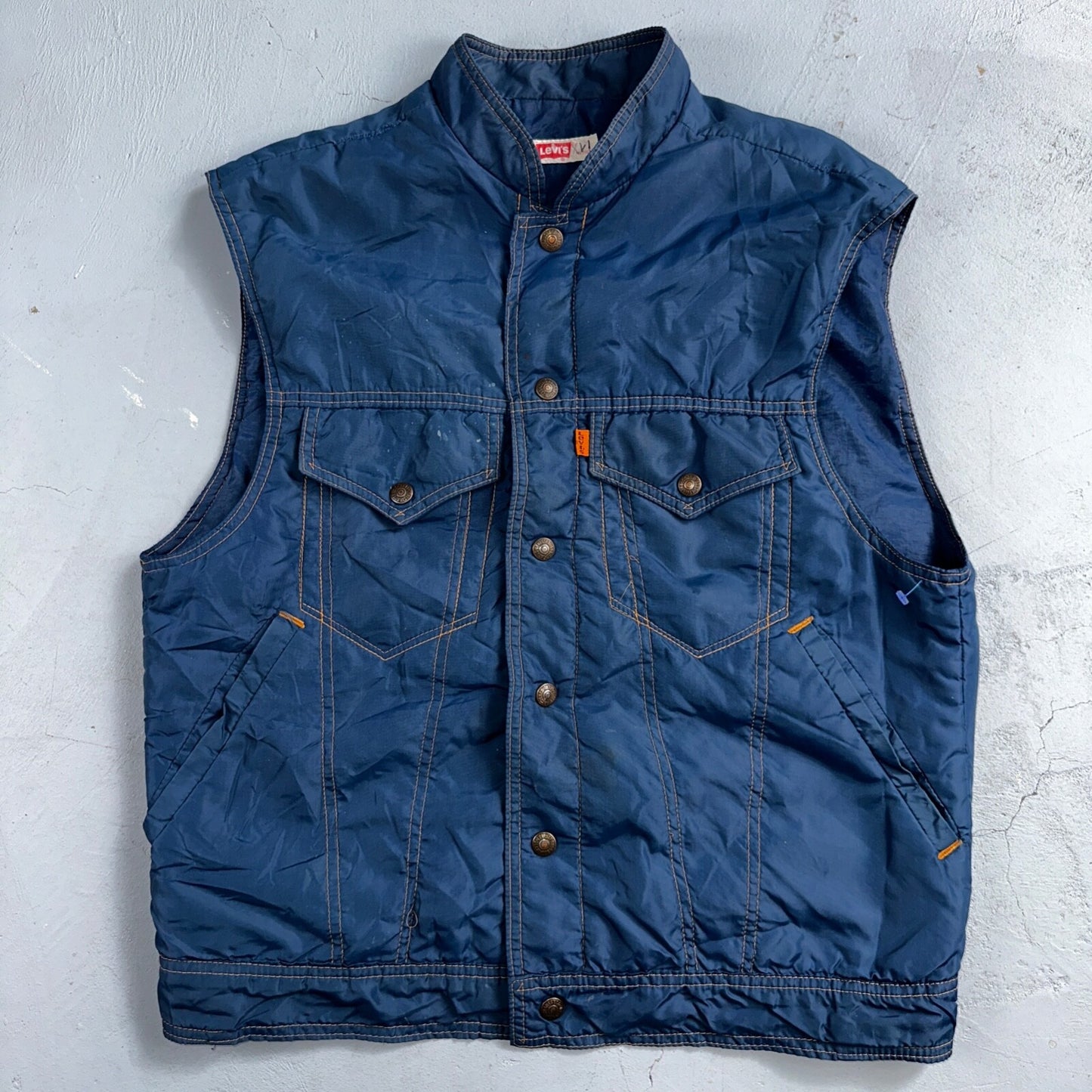 Levis VTG Vest Blue Nylon Jacket Orange Tab 1980s 80s Type 3 Warm Up Rare