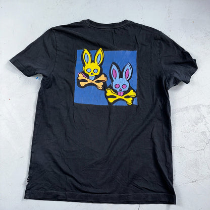 Psycho Bunny Shirt Mens 5 Black James Bunny In A Box Skull Skater Tee USED