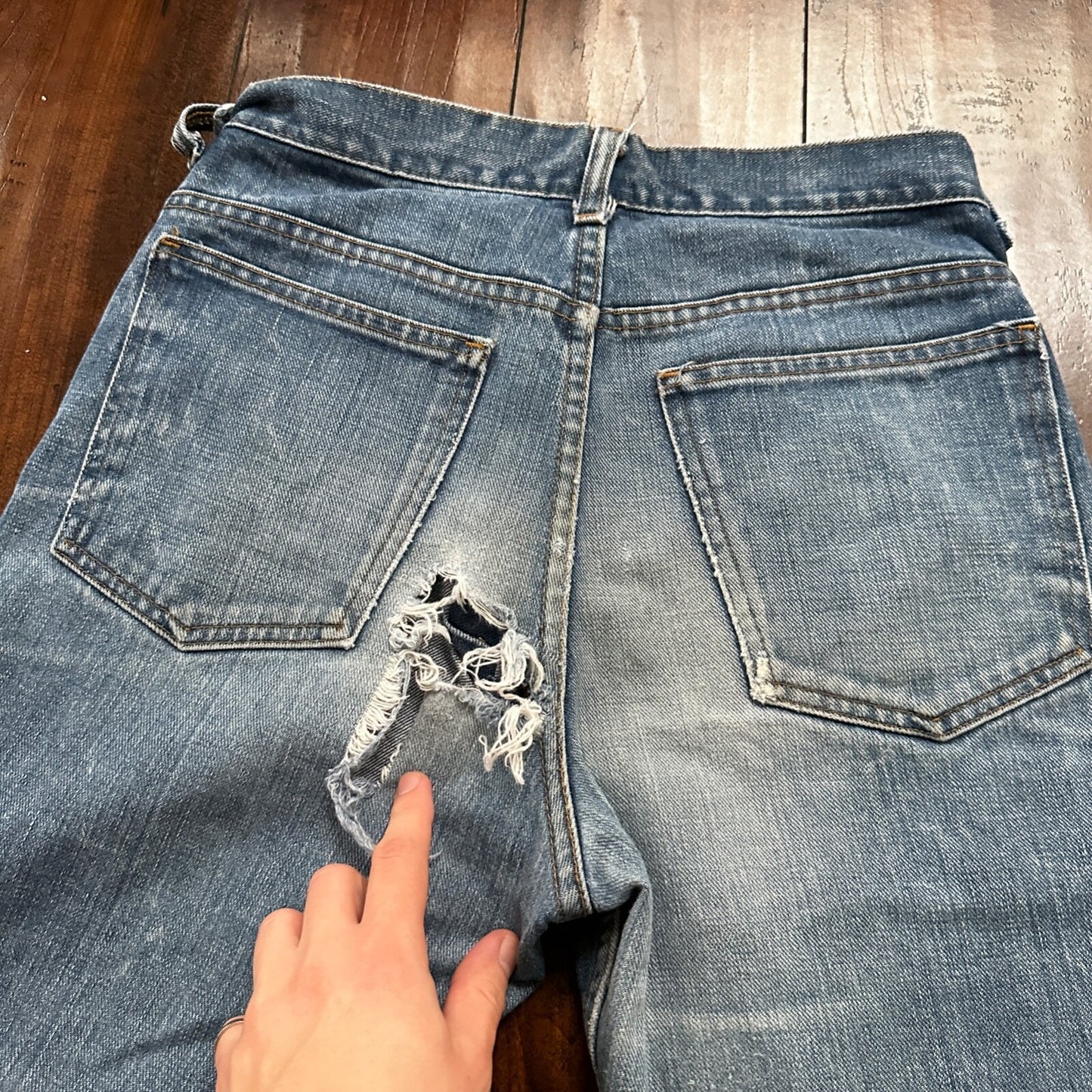 VTG Sears Put On 70s Pants 32x33 501 Bell Bottom Flare Rockabilly Cowboy 28x31